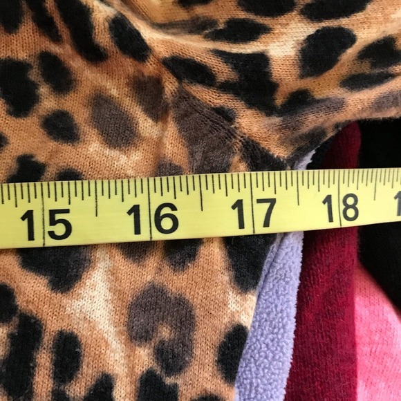 Express Sweater Womens Sz SP Petite Brown Leopard Cotton V Neck Pullover Top - Picture 4 of 9